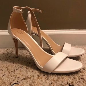 White stiletto heels